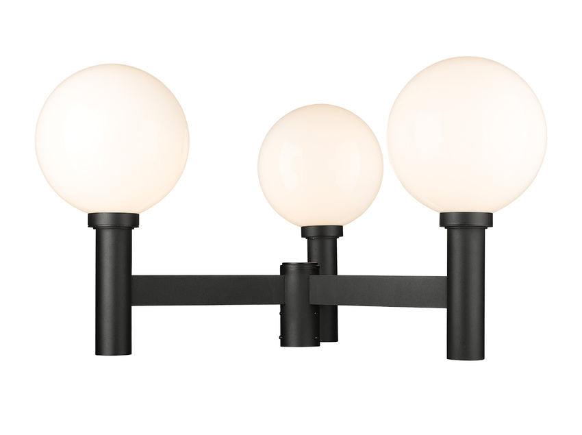 Z-Lite Laurent 39" W x 23" H 3-Light Black Outdoor Post Mount Fixture With Opal Glass Shade