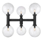 Z-Lite Laurent 39" W x 35" H 6-Light Black Outdoor Post Mount Fixture With Clear Seedy Glass Shade