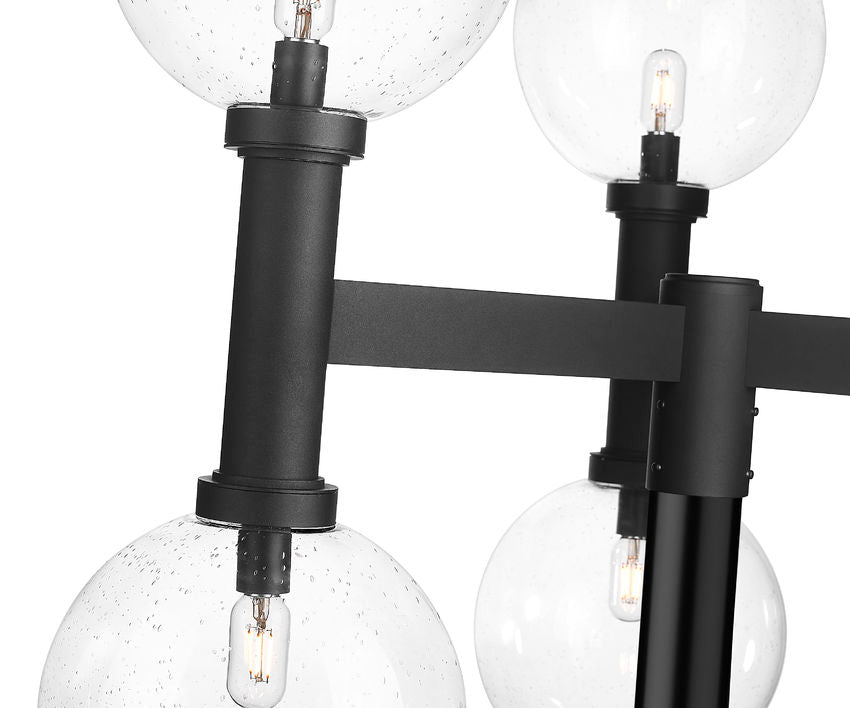 Z-Lite Laurent 39" W x 35" H 6-Light Black Outdoor Post Mount Fixture With Clear Seedy Glass Shade