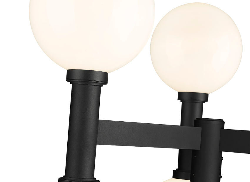 Z-Lite Laurent 39" W x 35" H 6-Light Black Outdoor Post Mount Fixture With Opal Glass Shade