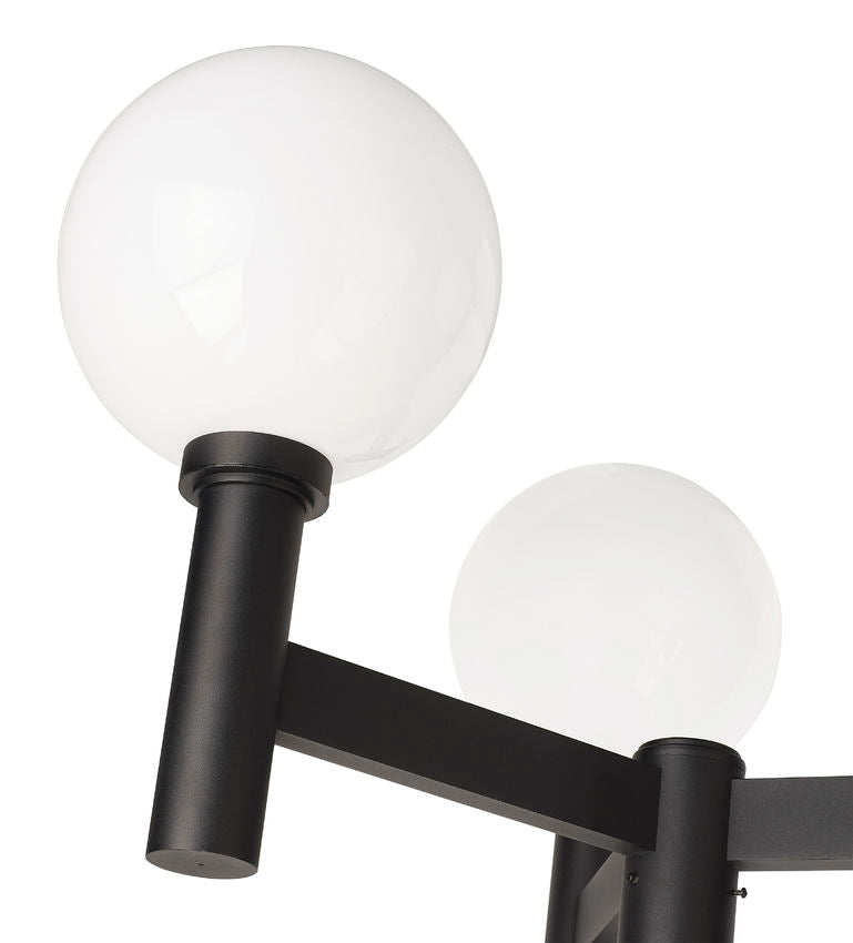 Z-Lite Laurent 597BP3-564P-BK 3-Light Black Aluminum White Opal Glass Shade Outdoor Post Mounted Fixture