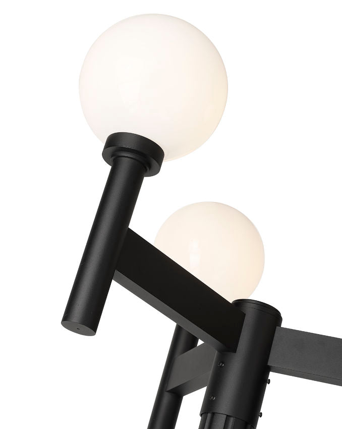 Z-Lite Laurent 597MP3-519P-BK 3-Light Black Aluminum White Opal Glass Shade Outdoor Post Mounted Fixture