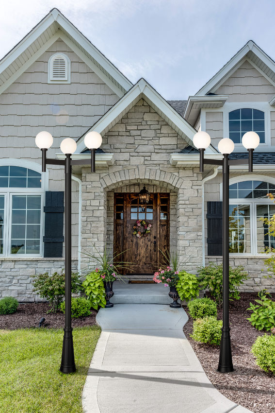 Z-Lite Laurent 597MP3-519P-BK 3-Light Black Aluminum White Opal Glass Shade Outdoor Post Mounted Fixture