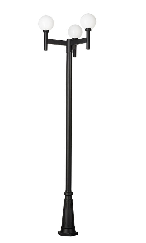 Z-Lite Laurent 597MP3-519P-BK 3-Light Black Aluminum White Opal Glass Shade Outdoor Post Mounted Fixture