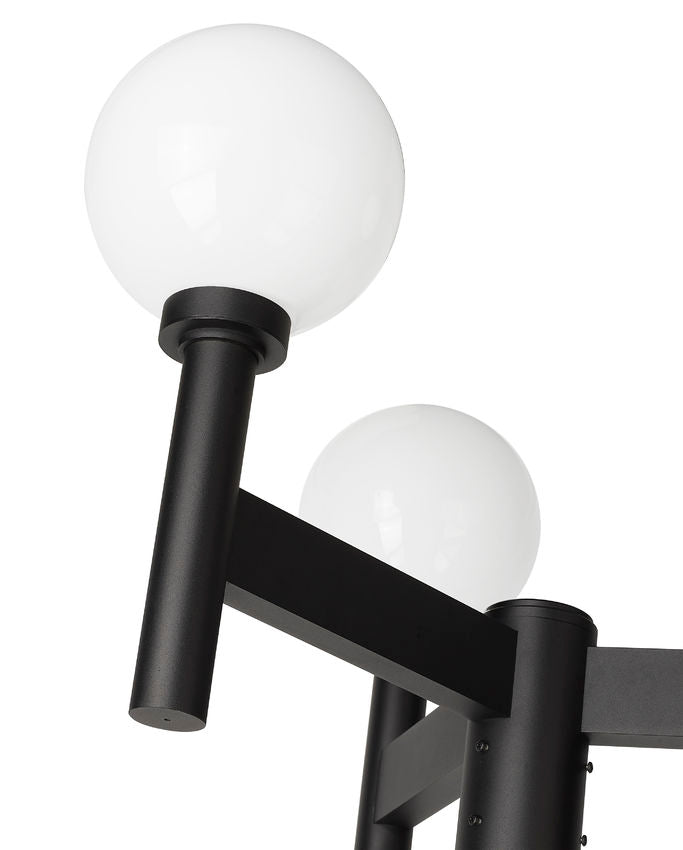 Z-Lite Laurent 597MP3-564P-BK 3-Light Black Aluminum White Opal Glass Shade Outdoor Post Mounted Fixture