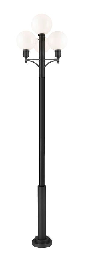 Z-Lite Laurent 597PHB-4-5010P-BK 4-Light Black Aluminum White Opal Glass Shade Outdoor Post Mounted Fixture