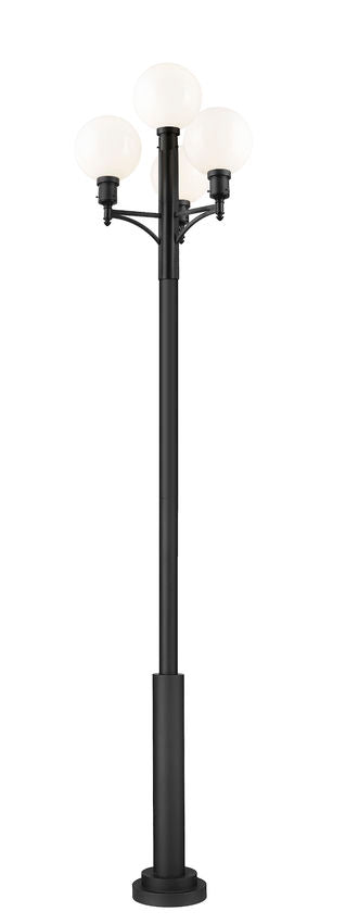 Z-Lite Laurent 597PHB-4-5010P-BK 4-Light Black Aluminum White Opal Glass Shade Outdoor Post Mounted Fixture