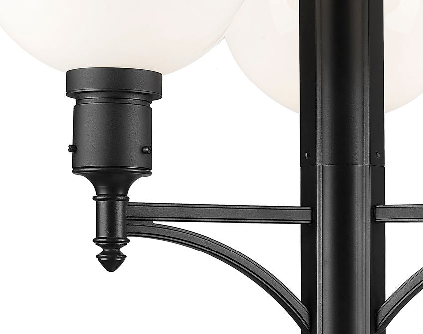 Z-Lite Laurent 597PHB-4-5010P-BK 4-Light Black Aluminum White Opal Glass Shade Outdoor Post Mounted Fixture