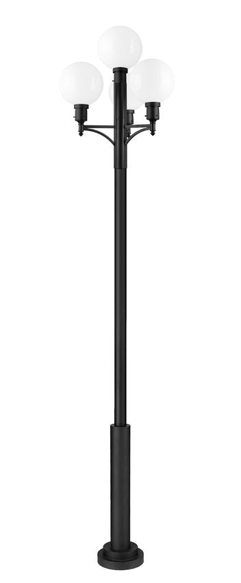 Z-Lite Laurent 597PHB-4-5010P-BK 4-Light Black Aluminum White Opal Glass Shade Outdoor Post Mounted Fixture