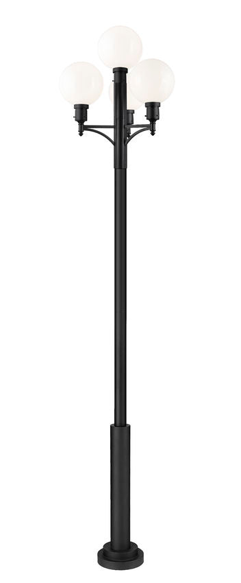 Z-Lite Laurent 597PHB-4-5010P-BK 4-Light Black Aluminum White Opal Glass Shade Outdoor Post Mounted Fixture