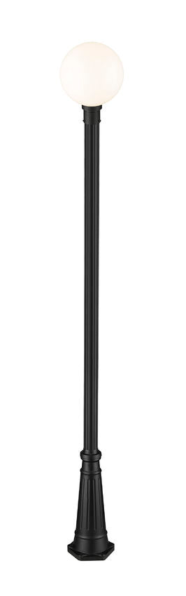 Z-Lite Laurent 597PHB-519P-BK 1-Light Black Aluminum White Opal Glass Shade Outdoor Post Mounted Fixture