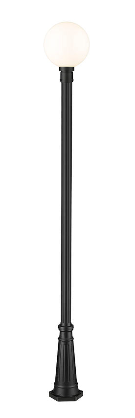 Z-Lite Laurent 597PHB-519P-BK 1-Light Black Aluminum White Opal Glass Shade Outdoor Post Mounted Fixture