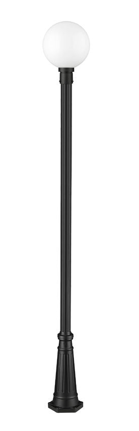 Z-Lite Laurent 597PHB-519P-BK 1-Light Black Aluminum White Opal Glass Shade Outdoor Post Mounted Fixture