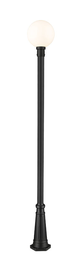 Z-Lite Laurent 597PHB-519P-BK 1-Light Black Aluminum White Opal Glass Shade Outdoor Post Mounted Fixture