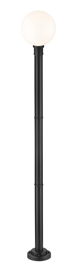 Z-Lite Laurent 597PHB-567P-BK 1-Light Black Aluminum White Opal Glass Shade Outdoor Post Mounted Fixture