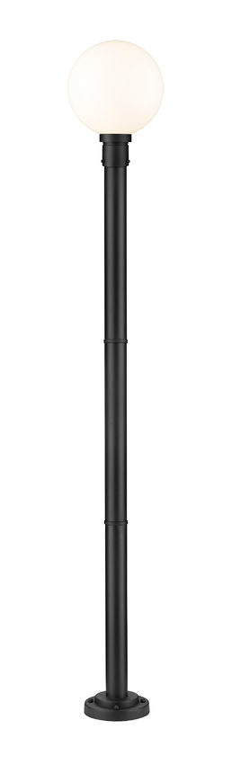 Z-Lite Laurent 597PHB-567P-BK 1-Light Black Aluminum White Opal Glass Shade Outdoor Post Mounted Fixture