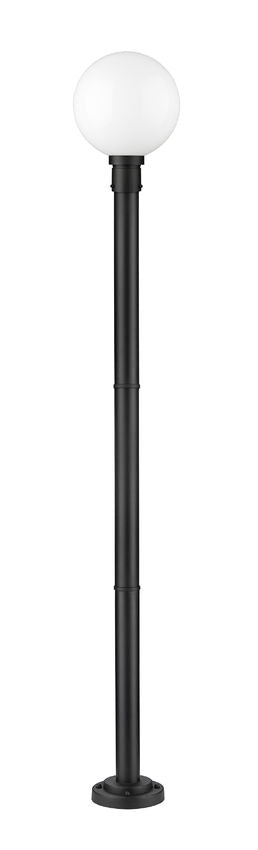 Z-Lite Laurent 597PHB-567P-BK 1-Light Black Aluminum White Opal Glass Shade Outdoor Post Mounted Fixture