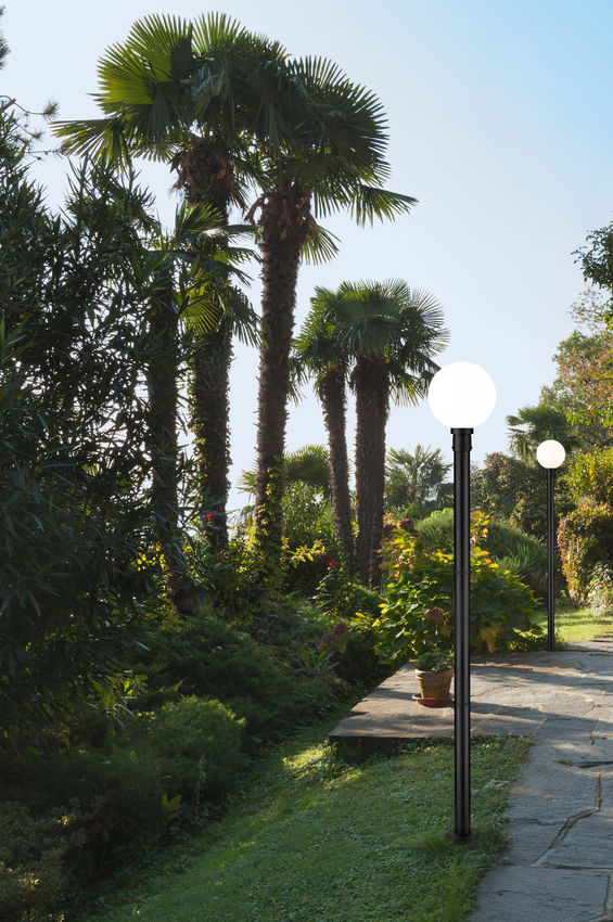 Z-Lite Laurent 597PHB-567P-BK 1-Light Black Aluminum White Opal Glass Shade Outdoor Post Mounted Fixture