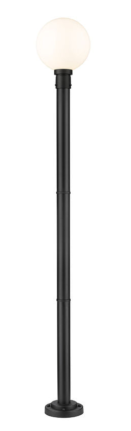 Z-Lite Laurent 597PHB-567P-BK 1-Light Black Aluminum White Opal Glass Shade Outdoor Post Mounted Fixture