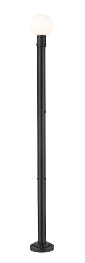 Z-Lite Laurent 597PHM-567P-BK 1-Light Black Aluminum Frame White Opal Glass Shade Outdoor Post Mounted Fixture