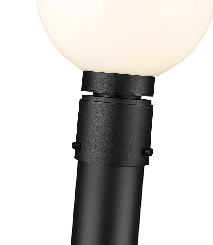 Z-Lite Laurent 597PHM-567P-BK 1-Light Black Aluminum Frame White Opal Glass Shade Outdoor Post Mounted Fixture