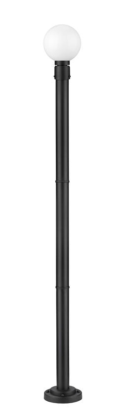Z-Lite Laurent 597PHM-567P-BK 1-Light Black Aluminum Frame White Opal Glass Shade Outdoor Post Mounted Fixture