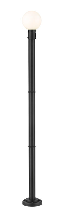Z-Lite Laurent 597PHM-567P-BK 1-Light Black Aluminum Frame White Opal Glass Shade Outdoor Post Mounted Fixture