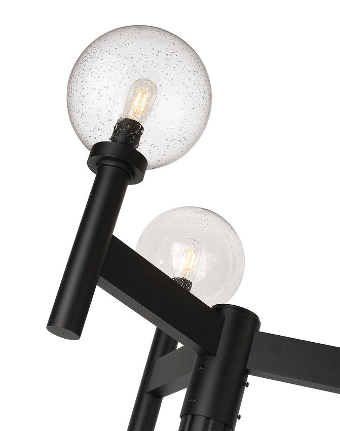 Z-Lite Laurent 599MP3-519P-BK 3-Light Black Aluminum Clear Seedy Glass Shade Outdoor Post Mounted Fixture