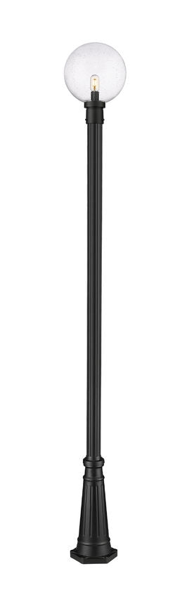 Z-Lite Laurent 599PHB-519P-BK 1-Light Black Aluminum Clear Seedy Glass Shade Outdoor Post Mounted Fixture