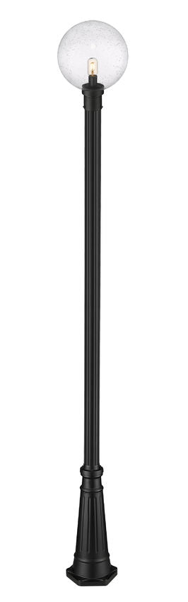 Z-Lite Laurent 599PHB-519P-BK 1-Light Black Aluminum Clear Seedy Glass Shade Outdoor Post Mounted Fixture