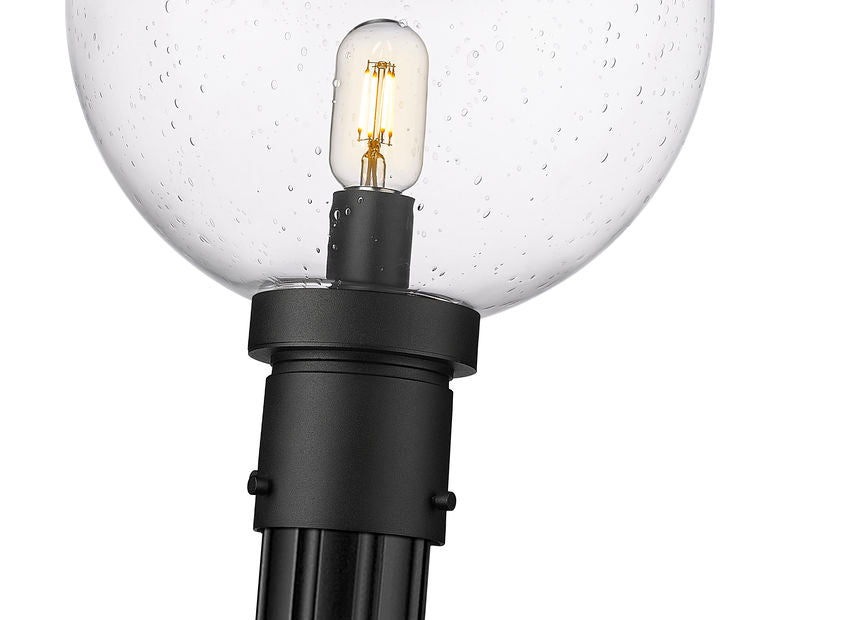 Z-Lite Laurent 599PHB-519P-BK 1-Light Black Aluminum Clear Seedy Glass Shade Outdoor Post Mounted Fixture