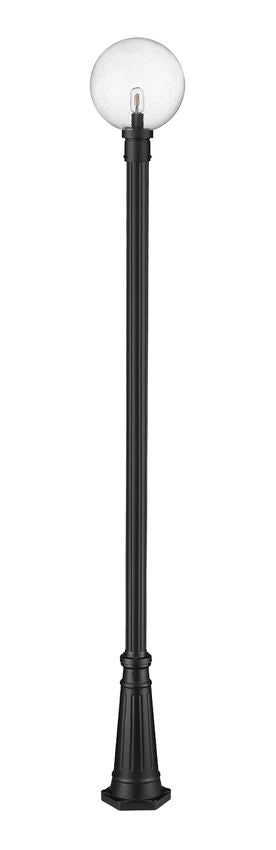 Z-Lite Laurent 599PHB-519P-BK 1-Light Black Aluminum Clear Seedy Glass Shade Outdoor Post Mounted Fixture
