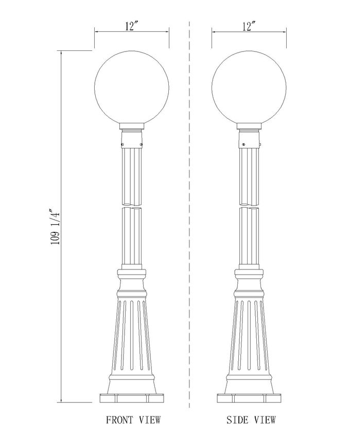 Z-Lite Laurent 599PHB-519P-BK 1-Light Black Aluminum Clear Seedy Glass Shade Outdoor Post Mounted Fixture