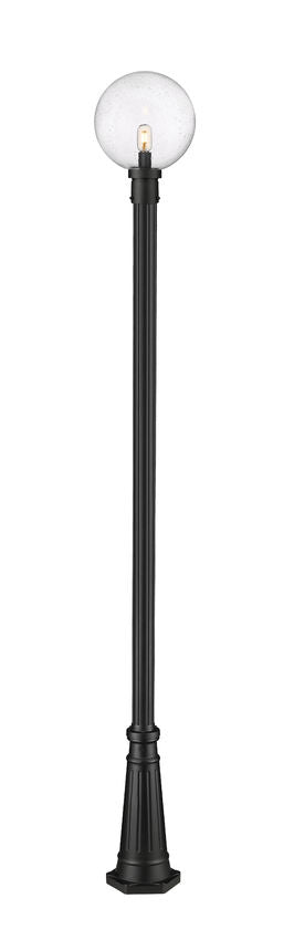 Z-Lite Laurent 599PHB-519P-BK 1-Light Black Aluminum Clear Seedy Glass Shade Outdoor Post Mounted Fixture