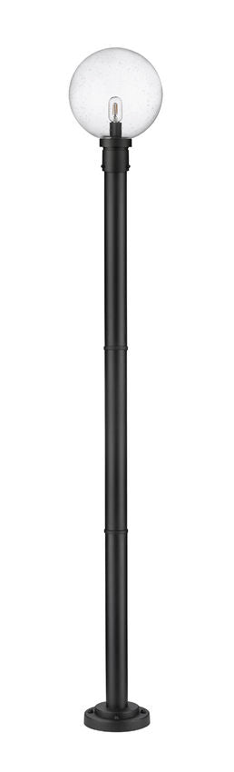 Z-Lite Laurent 599PHB-567P-BK 1-Light Black Aluminum Clear Seedy Glass Shade Outdoor Post Mounted Fixture
