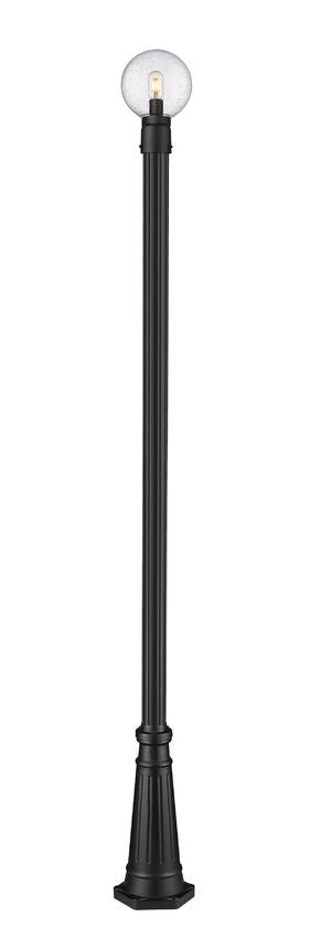 Z-Lite Laurent 599PHM-519P-BK 1-Light Black Aluminum Clear Seedy Glass Shade Outdoor Post Mounted Fixture