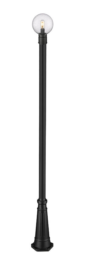 Z-Lite Laurent 599PHM-519P-BK 1-Light Black Aluminum Clear Seedy Glass Shade Outdoor Post Mounted Fixture