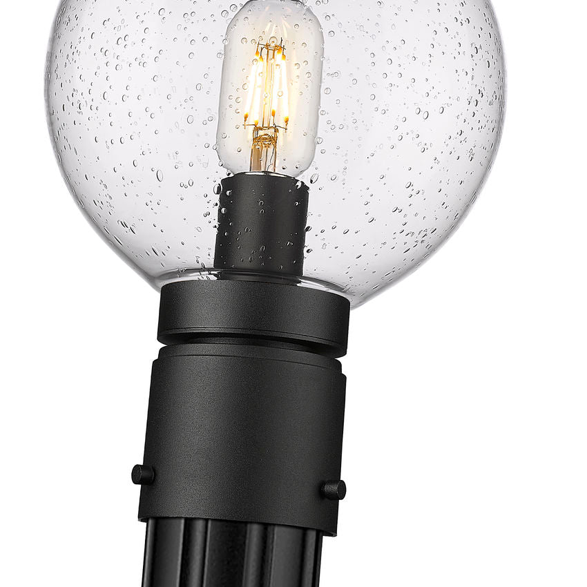 Z-Lite Laurent 599PHM-519P-BK 1-Light Black Aluminum Clear Seedy Glass Shade Outdoor Post Mounted Fixture