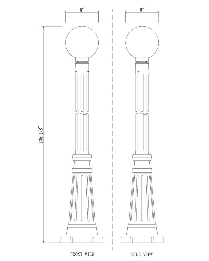 Z-Lite Laurent 599PHM-519P-BK 1-Light Black Aluminum Clear Seedy Glass Shade Outdoor Post Mounted Fixture