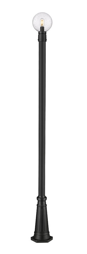 Z-Lite Laurent 599PHM-519P-BK 1-Light Black Aluminum Clear Seedy Glass Shade Outdoor Post Mounted Fixture