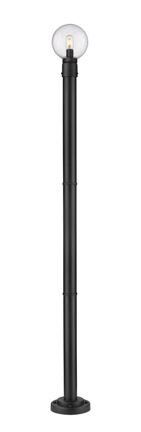 Z-Lite Laurent 599PHM-567P-BK 1-Light Black Aluminum Clear Seedy Glass Shade Outdoor Post Mounted Fixture