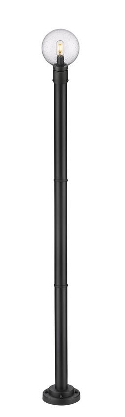 Z-Lite Laurent 599PHM-567P-BK 1-Light Black Aluminum Clear Seedy Glass Shade Outdoor Post Mounted Fixture