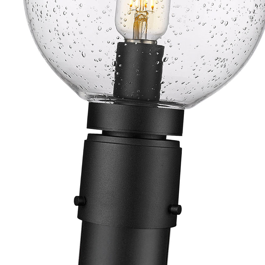 Z-Lite Laurent 599PHM-567P-BK 1-Light Black Aluminum Clear Seedy Glass Shade Outdoor Post Mounted Fixture