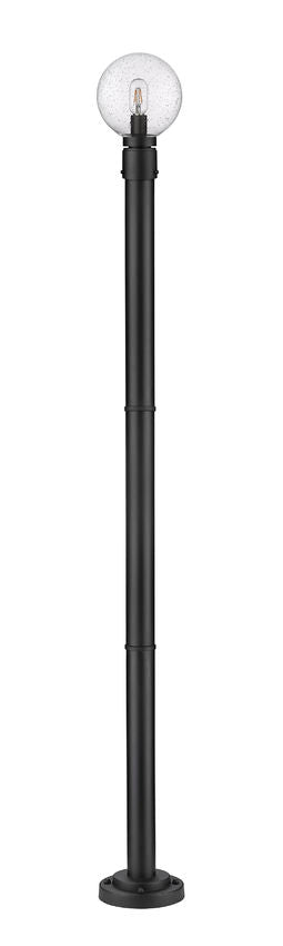 Z-Lite Laurent 599PHM-567P-BK 1-Light Black Aluminum Clear Seedy Glass Shade Outdoor Post Mounted Fixture