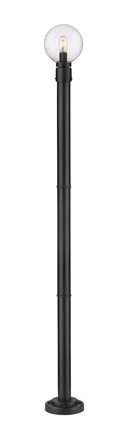Z-Lite Laurent 599PHM-567P-BK 1-Light Black Aluminum Clear Seedy Glass Shade Outdoor Post Mounted Fixture