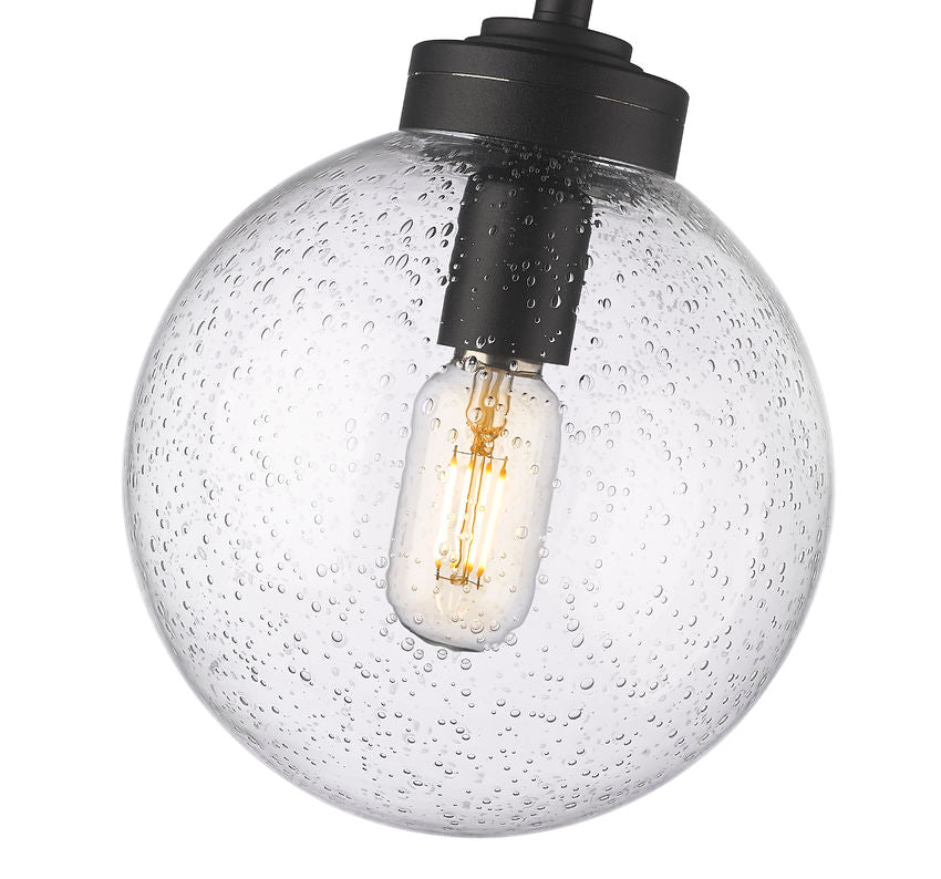 Z-Lite Laurent 8" 1-Light Black Aluminum Outdoor Pendant Light With Clear Seedy Glass Shade