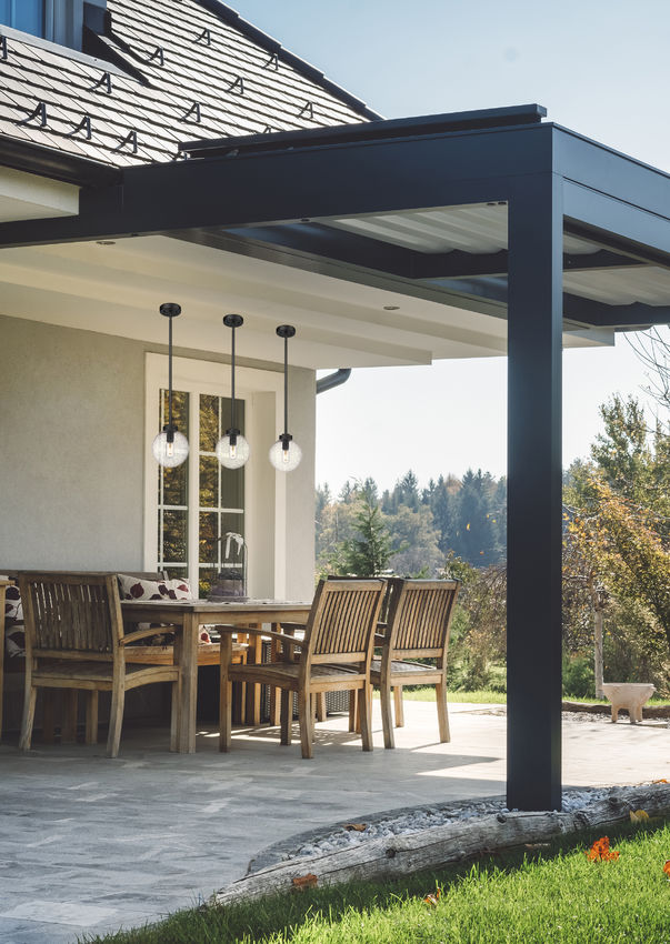 Z-Lite Laurent 8" 1-Light Black Aluminum Outdoor Pendant Light With Clear Seedy Glass Shade