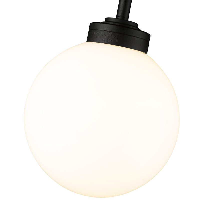 Z-Lite Laurent 8" 1-Light Black Aluminum Outdoor Pendant Light With Opal Glass Shade