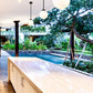 Z-Lite Laurent 8" 1-Light Black Aluminum Outdoor Pendant Light With Opal Glass Shade