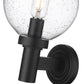 Z-Lite Laurent 8" 1-Light Black Aluminum Outdoor Wall Sconce With Clear Seedy Glass Shade